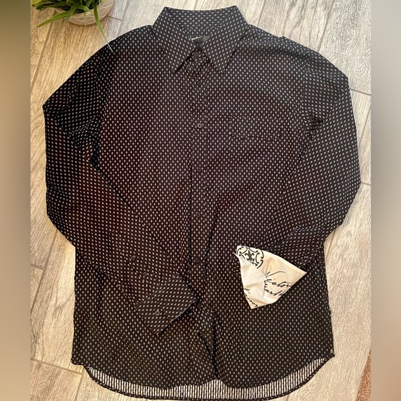 The Laundry Room Howe Men’s Black w/White Detail Long Sleeve Button Dress Shirt - Picture 3 of 13